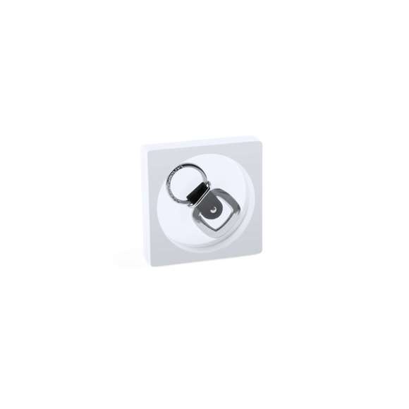 Estuche para memoria USB con ventana de film transparente, de atrevido diseño y elegante acabado en color blanco.