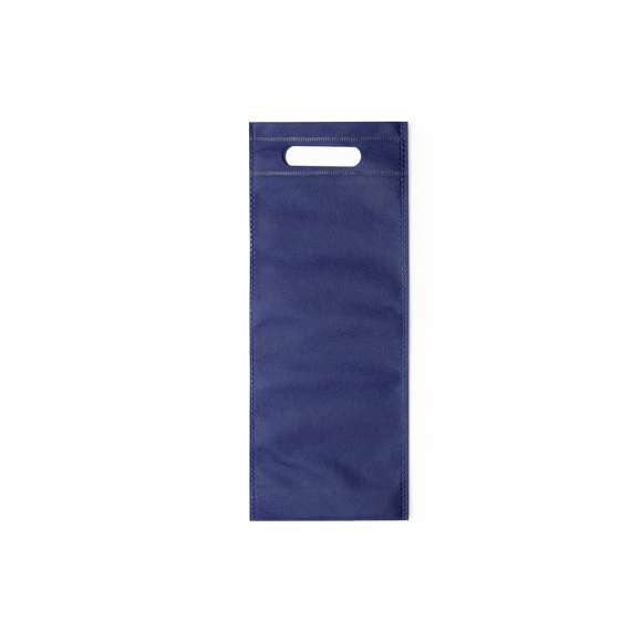 Bolsa en resistente non-woven para botellas de vino de 75 cl. En variada gama de sobrios colores, de acabado termosellado y resistente asa troquelada con refuerzo.