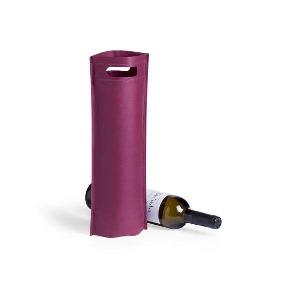 Bolsa en resistente non-woven para botellas de vino de 75 cl. En variada gama de sobrios colores, de acabado termosellado y resistente asa troquelada con refuerzo.