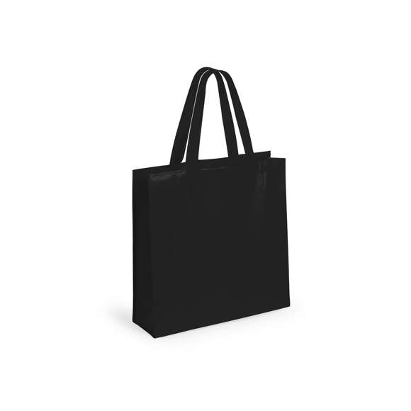 Bolsa en non-woven laminado de acabado mate de 110g/m2, en variada gama de vivos colores. Con asas reforzadas medianas de 55cm, fuelle y acabado cosido. Resistencia hasta 5kg de peso.