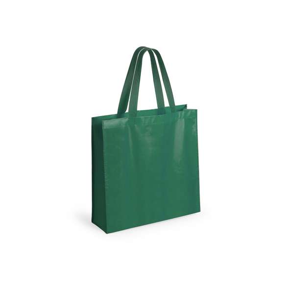 Bolsa en non-woven laminado de acabado mate de 110g/m2, en variada gama de vivos colores. Con asas reforzadas medianas de 55cm, fuelle y acabado cosido. Resistencia hasta 5kg de peso.