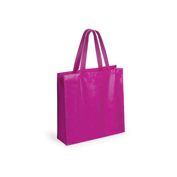 Bolsa en non-woven laminado de acabado mate de 110g/m2, en variada gama de vivos colores. Con asas reforzadas medianas de 55cm, fuelle y acabado cosido. Resistencia hasta 5kg de peso.
