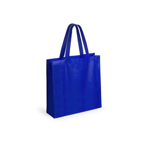 Bolsa en non-woven laminado de acabado mate de 110g/m2, en variada gama de vivos colores. Con asas reforzadas medianas de 55cm, fuelle y acabado cosido. Resistencia hasta 5kg de peso.
