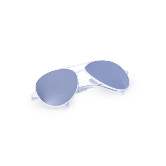 Gafas de sol estilo aviador con portección UV400. Con montura metálica en brillantes colores y lentes espejadas a juego.