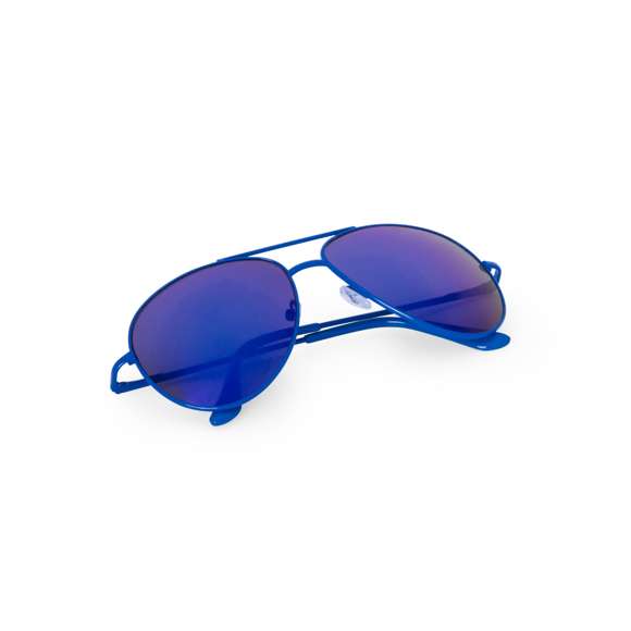 Gafas de sol estilo aviador con portección UV400. Con montura metálica en brillantes colores y lentes espejadas a juego.