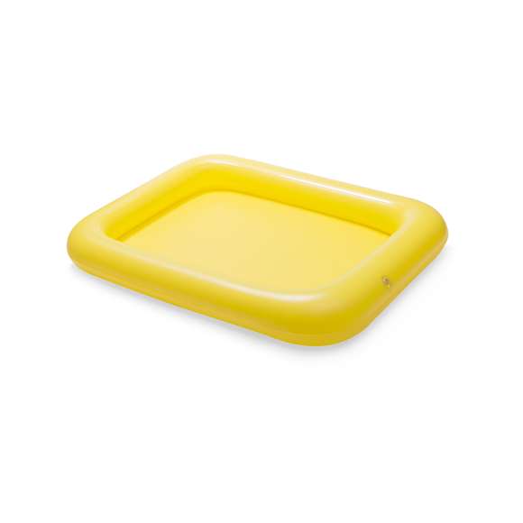 Original mesa inflable de PVC con bordes anticaída en vivos colores.
