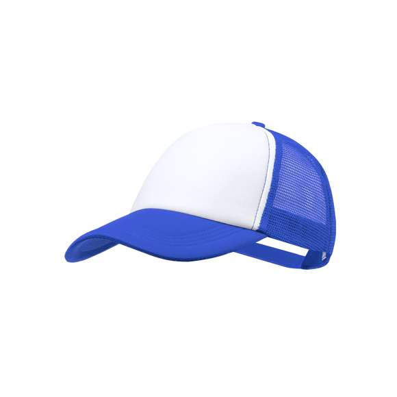 Gorra tipo trucker de 5 paneles en material 100% poliéster de suave acabado. En variada gama de vivos colores, con panel frontal en color blanco y cierre ajustable de plástico.