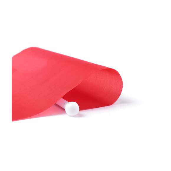  	Banderín de poliéster. Con mástil de 30 cm y bandera de 20 x 13,5 cm. Disponible en extensa gama de colores.