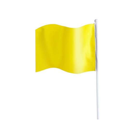  	Banderín de poliéster. Con mástil de 30 cm y bandera de 20 x 13,5 cm. Disponible en extensa gama de colores.