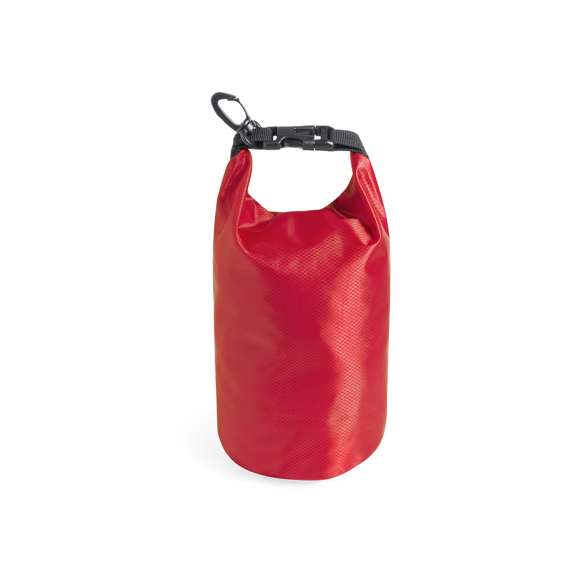 Bolsa impermeable de 2,3l de capacidad, fabricada en resistente ripstop. Cierre de seguridad, asa con hebilla de ajuste y mosquetón incluido. Disponible en variada gama de colores brillantes.
