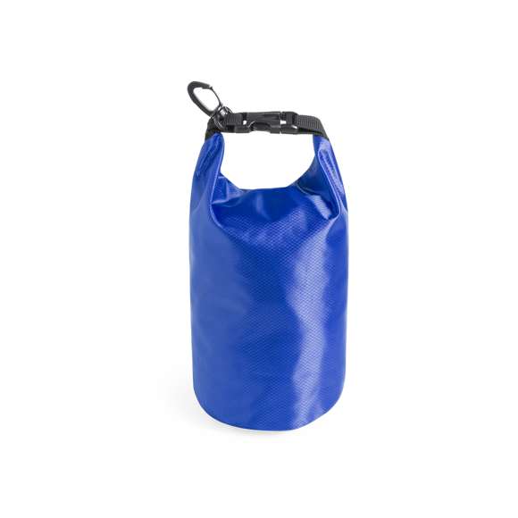 Bolsa impermeable de 2,3l de capacidad, fabricada en resistente ripstop. Cierre de seguridad, asa con hebilla de ajuste y mosquetón incluido. Disponible en variada gama de colores brillantes.