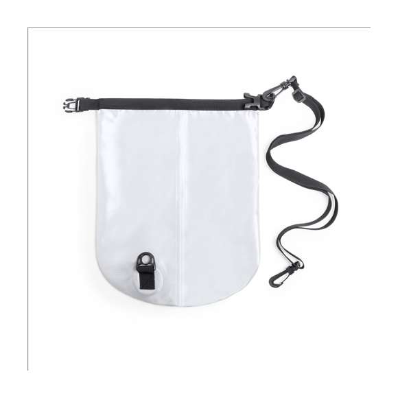 Bolsa impermeable de 9l de capacidad, fabricada en resistente ripstop. Con cierre de seguridad, asa con hebilla de ajuste, mosquetón, y cinta bandolera ajustable. Disponible en variada gama de colores brillantes.