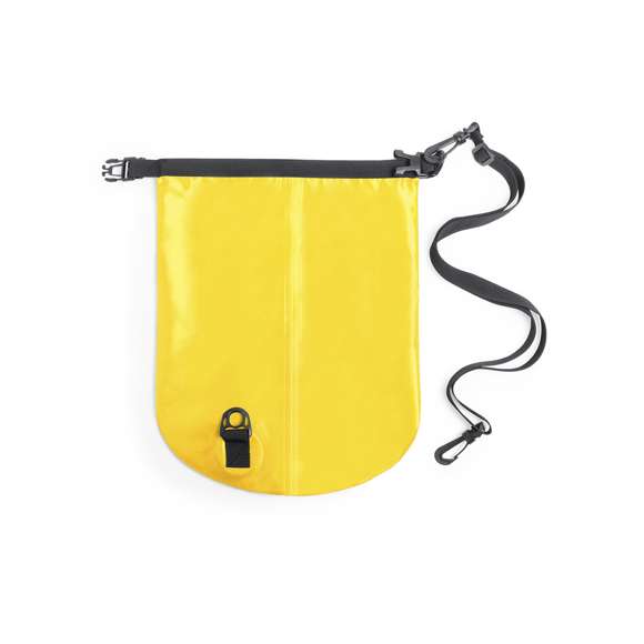 Bolsa impermeable de 9l de capacidad, fabricada en resistente ripstop. Con cierre de seguridad, asa con hebilla de ajuste, mosquetón, y cinta bandolera ajustable. Disponible en variada gama de colores brillantes.