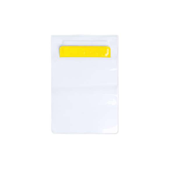 Práctico portatodo impermeable en PVC con función táctil, diseñado especialmente para tablets de hasta 9,7 pulgadas y doble sistema de seguridad para preservar la estanqueidad. Con solapa frontal en variada gama de colores.