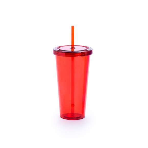 Divertido vaso de PS de 750ml de capacidad con cuerpo transparente en variada gama de vivos colores. Con tapa a rosca y pajita a juego.Disponible manual de instrucciones en español e inglés.