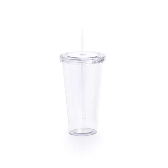 Divertido vaso de PS de 750ml de capacidad con cuerpo transparente en variada gama de vivos colores. Con tapa a rosca y pajita a juego.Disponible manual de instrucciones en español e inglés.
