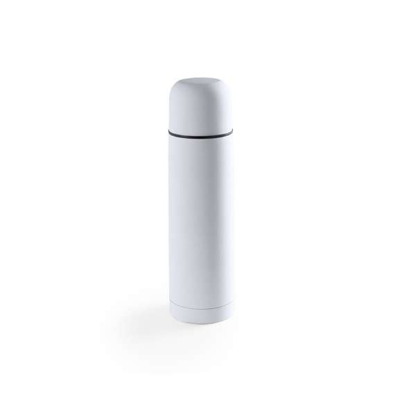 Termo de acero inox de 500ml de capacidad en diseño monocolor de vivos colores. Con dosificador de seguridad y tapa a rosca convertible en taza. Presentado en caja individual. Disponible manual de instrucciones en español e inglés.