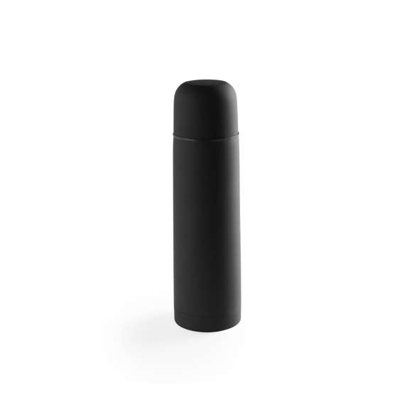 Termo de acero inox de 500ml de capacidad en diseño monocolor de vivos colores. Con dosificador de seguridad y tapa a rosca convertible en taza. Presentado en caja individual. Disponible manual de instrucciones en español e inglés.