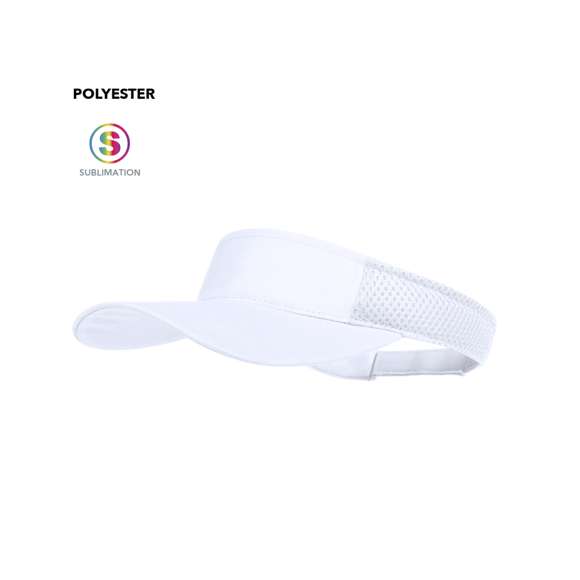 Visera de poliéster en vivos colores. Cierre ajustable de velcro y laterales acolchados con paneles de redecilla para el sudor.