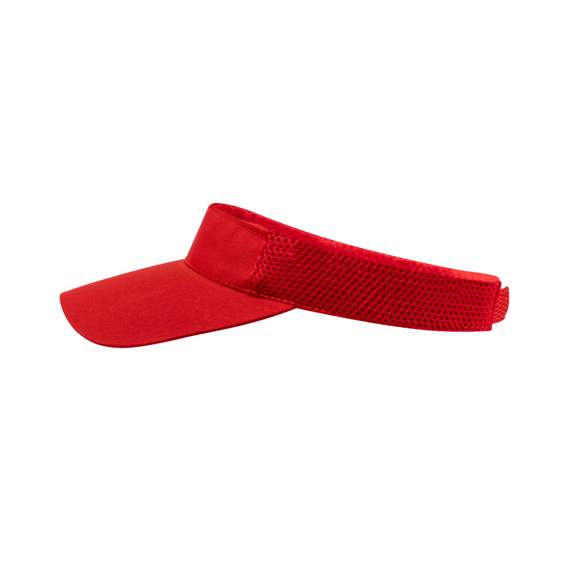 Visera de poliéster en vivos colores. Cierre ajustable de velcro y laterales acolchados con paneles de redecilla para el sudor.