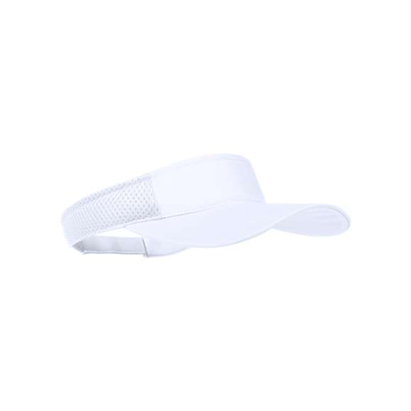 Visera de poliéster en vivos colores. Cierre ajustable de velcro y laterales acolchados con paneles de redecilla para el sudor.