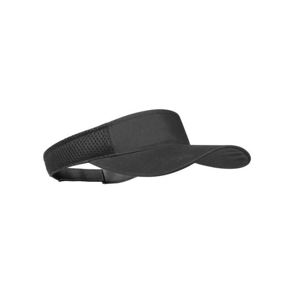 Visera de poliéster en vivos colores. Cierre ajustable de velcro y laterales acolchados con paneles de redecilla para el sudor.