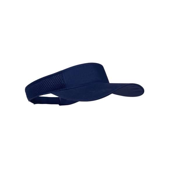Visera de poliéster en vivos colores. Cierre ajustable de velcro y laterales acolchados con paneles de redecilla para el sudor.