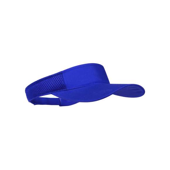 Visera de poliéster en vivos colores. Cierre ajustable de velcro y laterales acolchados con paneles de redecilla para el sudor.