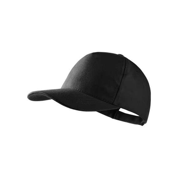 Cómoda gorra de 5 paneles confeccionada en material 100% algodón peinado. Con visera acolchada y orificios bordados para una mayor ventilación y un práctico cierre ajustable de velcro. Disponible en amplia gama de colores.