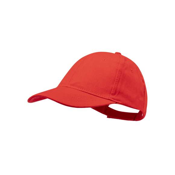 Gorra de 6 paneles en material 100% algodón peinado. En variada gama de vivos colores y con acolchado en visera. Orificios de ventilación bordados y cierre ajustable de velcro.