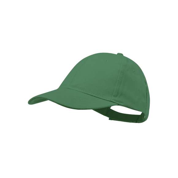 Gorra de 6 paneles en material 100% algodón peinado. En variada gama de vivos colores y con acolchado en visera. Orificios de ventilación bordados y cierre ajustable de velcro.