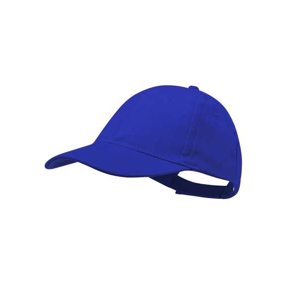 Gorra de 6 paneles en material 100% algodón peinado. En variada gama de vivos colores y con acolchado en visera. Orificios de ventilación bordados y cierre ajustable de velcro.