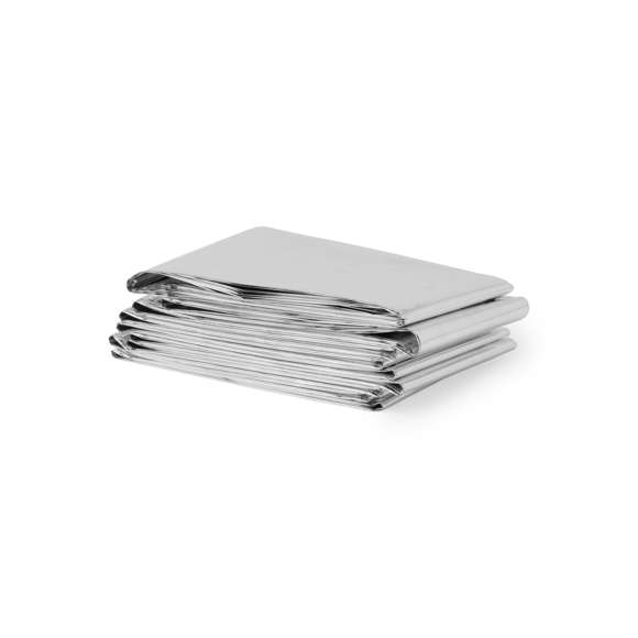 Manta térmica de material técnico impermeable y corta vientos con interior de aluminio. De fácil plegado y diseñada para actividades deportivas y de ocio.