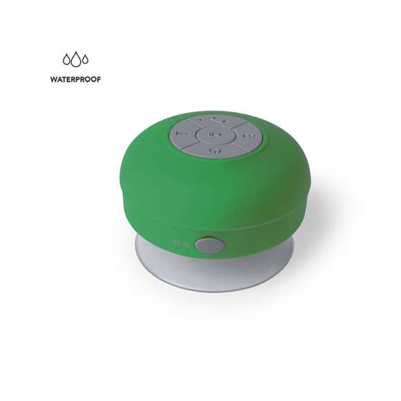 Altavoz con conexión Bluetooth® 5.0 y 3W de potencia. Tacto de goma y resistente a salpicaduras de agua, con ventosa en silicona de alta adherencia en la base. Función manos libres, con cable de carga incluido, compatible con iOS y Android. Presentado en atractiva caja de diseño, con manual de instrucciones en español e inglés. Disponible en extensa gama de colores.