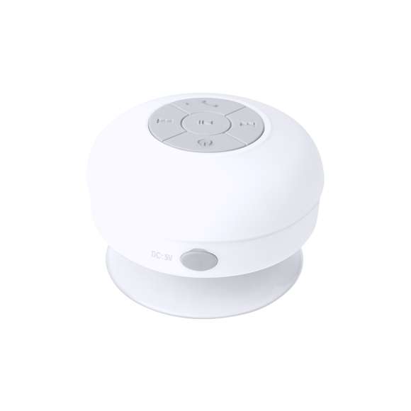 Altavoz con conexión Bluetooth® 5.0 y 3W de potencia. Tacto de goma y resistente a salpicaduras de agua, con ventosa en silicona de alta adherencia en la base. Función manos libres, con cable de carga incluido, compatible con iOS y Android. Presentado en atractiva caja de diseño, con manual de instrucciones en español e inglés. Disponible en extensa gama de colores.