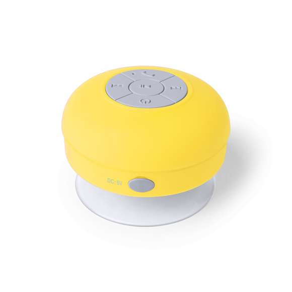 Altavoz con conexión Bluetooth® 5.0 y 3W de potencia. Tacto de goma y resistente a salpicaduras de agua, con ventosa en silicona de alta adherencia en la base. Función manos libres, con cable de carga incluido, compatible con iOS y Android. Presentado en atractiva caja de diseño, con manual de instrucciones en español e inglés. Disponible en extensa gama de colores.