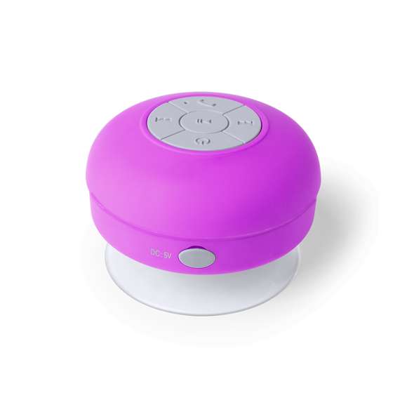 Altavoz con conexión Bluetooth® 5.0 y 3W de potencia. Tacto de goma y resistente a salpicaduras de agua, con ventosa en silicona de alta adherencia en la base. Función manos libres, con cable de carga incluido, compatible con iOS y Android. Presentado en atractiva caja de diseño, con manual de instrucciones en español e inglés. Disponible en extensa gama de colores.