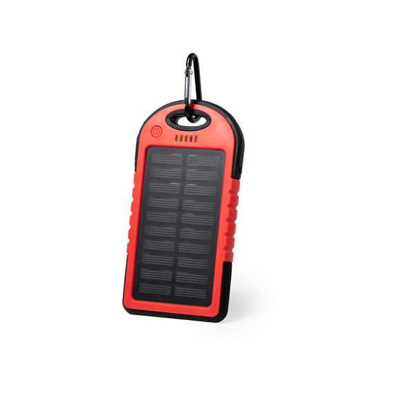 Resistente batería auxiliar externa de recarga solar, resistente a las salpicaduras de agua y de gran capacidad de carga -4.000 mAh-. Con recubrimiento de silicona y de corte deportivo, está especialmente diseñada para actividades al aire libre en las que no hay posibilidad de acceso a una fuente de recarga eléctrica. Dispone de salida USB dual para cargar dos dispositivos simultáneamente, LED indicadores de estado de carga y potente luz LED de señalización SOS, Diseñado para usar en caso de situaciones de emergencia. Con mosquetón de transporte de aluminio y resistente cable micro USB incluido. Disponible en extensa gama de colores Presentada en atractiva caja de diseño. Las capacidades mostradas en todas nuestras baterías auxiliares externas son reales, incorporando todas ellas baterías de grado A y no recicladas, con una vida útil de al menos 500 ciclos de carga y según normativa CE. Además, están fabricadas conforme a los estándares RoHS y en cumplimiento con los siguientes requisitos de seguridad: Sistema de protección contra sobrecarga del power bank. Sistema de protección contra descarga completa que proporciona una mayor durabilidad del power bank. Sistema de bloqueo para evitar cortocircuitos. Sistema de transferencia de carga constante, acorde con la capacidad del dispositivo de destino.