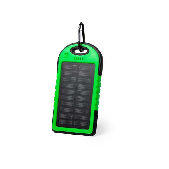 Resistente batería auxiliar externa de recarga solar, resistente a las salpicaduras de agua y de gran capacidad de carga -4.000 mAh-. Con recubrimiento de silicona y de corte deportivo, está especialmente diseñada para actividades al aire libre en las que no hay posibilidad de acceso a una fuente de recarga eléctrica. Dispone de salida USB dual para cargar dos dispositivos simultáneamente, LED indicadores de estado de carga y potente luz LED de señalización SOS, Diseñado para usar en caso de situaciones de emergencia. Con mosquetón de transporte de aluminio y resistente cable micro USB incluido. Disponible en extensa gama de colores Presentada en atractiva caja de diseño. Las capacidades mostradas en todas nuestras baterías auxiliares externas son reales, incorporando todas ellas baterías de grado A y no recicladas, con una vida útil de al menos 500 ciclos de carga y según normativa CE. Además, están fabricadas conforme a los estándares RoHS y en cumplimiento con los siguientes requisitos de seguridad: Sistema de protección contra sobrecarga del power bank. Sistema de protección contra descarga completa que proporciona una mayor durabilidad del power bank. Sistema de bloqueo para evitar cortocircuitos. Sistema de transferencia de carga constante, acorde con la capacidad del dispositivo de destino.