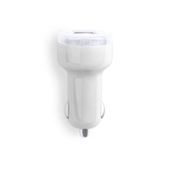  	Cargador USB para mechero de coche de 2.100 mAh de capacidad de carga en desenfadados colores. Con salida USB dual que permite la carga simultánea de dos dispositivos móviles. Con led indicador de carga y presentado en caja individual.