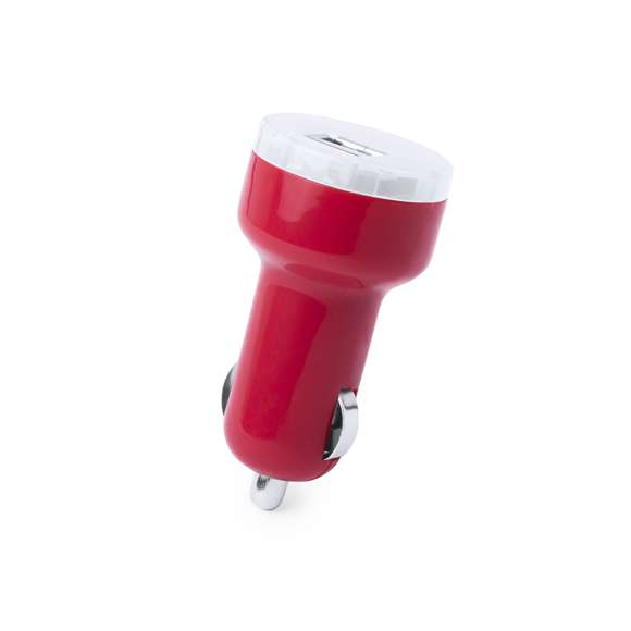  	Cargador USB para mechero de coche de 2.100 mAh de capacidad de carga en desenfadados colores. Con salida USB dual que permite la carga simultánea de dos dispositivos móviles. Con led indicador de carga y presentado en caja individual.