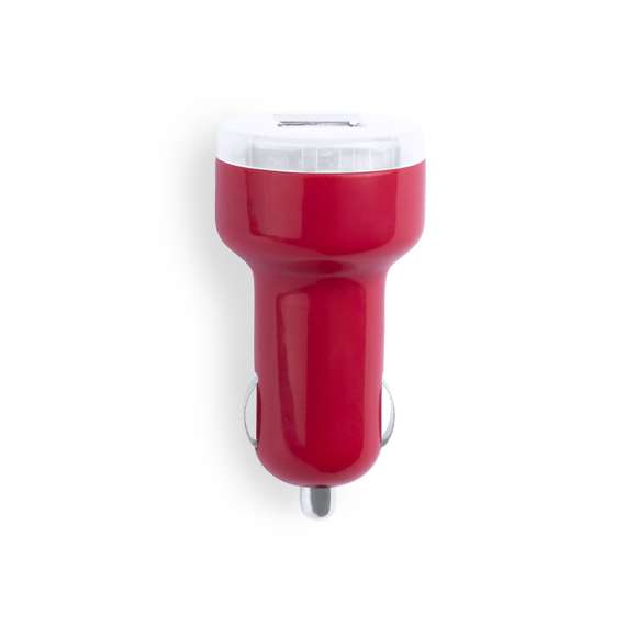  	Cargador USB para mechero de coche de 2.100 mAh de capacidad de carga en desenfadados colores. Con salida USB dual que permite la carga simultánea de dos dispositivos móviles. Con led indicador de carga y presentado en caja individual.