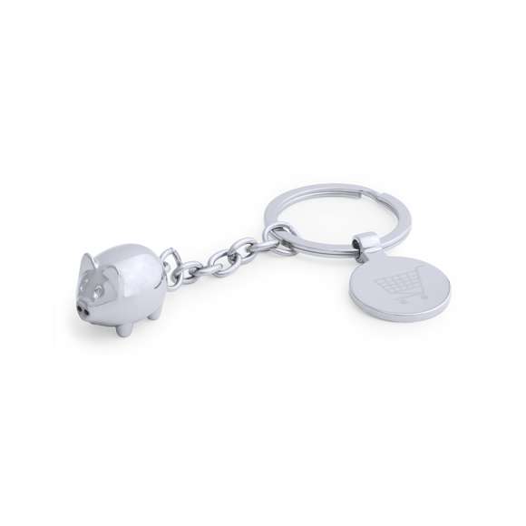 Llavero moneda metálico en divertidos diseños 3D de animalitos. Con moneda extraíble.