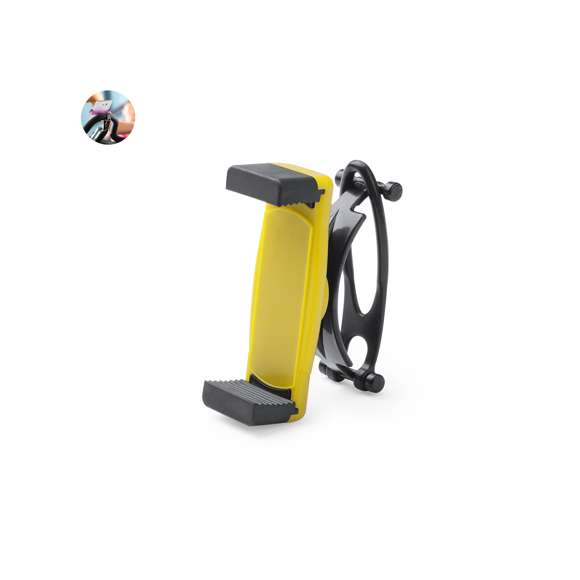 Soporte de manillar giratorio 360º para smartphone, en desenfadado diseño bicolor y amplia gama de colores. Con sólida goma de fijación y sistema de almohadillas en el soporte para así ofrecer un óptimo ajuste y protección del smartphone.