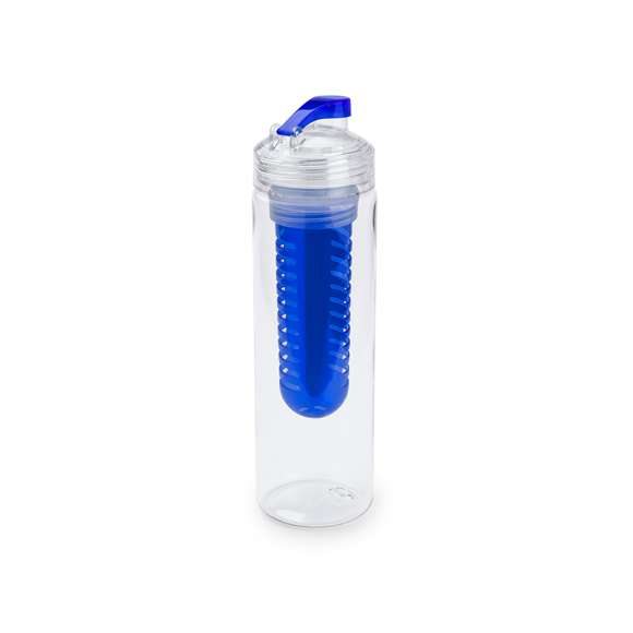  	Bidón de 700ml de capacidad en material tritán resistente al calor. Con dosificador de seguridad y tapón a rosca con accesorio enfriador en vivos colores. Presentado en caja individual.