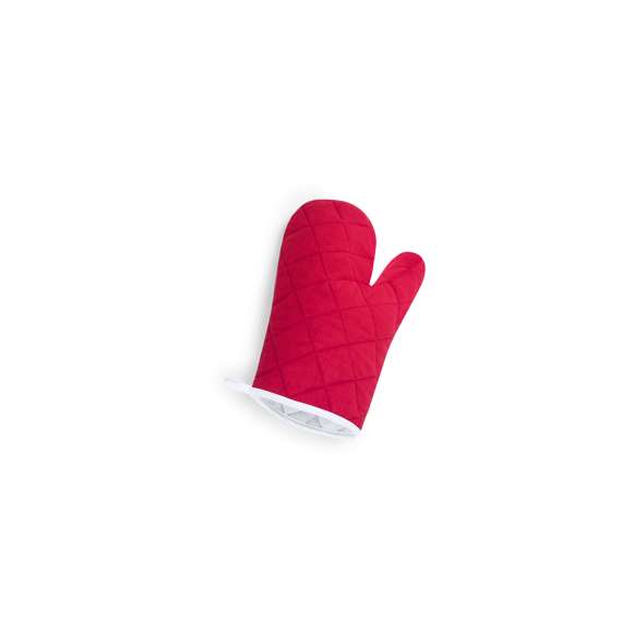 Set de cocina con agarrador y manopla en material TC -combinado de algodón y poliéster-. En variada gama en vivos colores con interior en blanco. Una cara lisa especialmente diseñada para impresión y cinta para colgar.