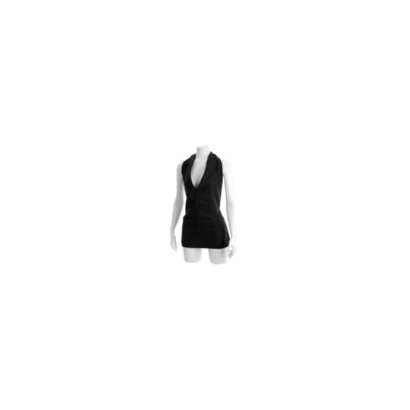  	Elegante delantal con adorno de botones en material 100% poliéster. Con cinta para cuello ajustable y cintas para cintura.