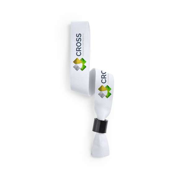  	Pulsera con cuerpo acabado en suave poliéster de vivos y variados colores. Con cierre de seguridad en color negro. Color blanco especialmente diseñado para marcaje en sublimación.