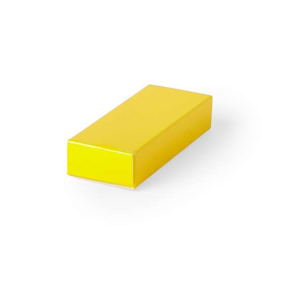 Estuche de presentación para memoria USB en atrevidos colores y acabado en cartón brillante.