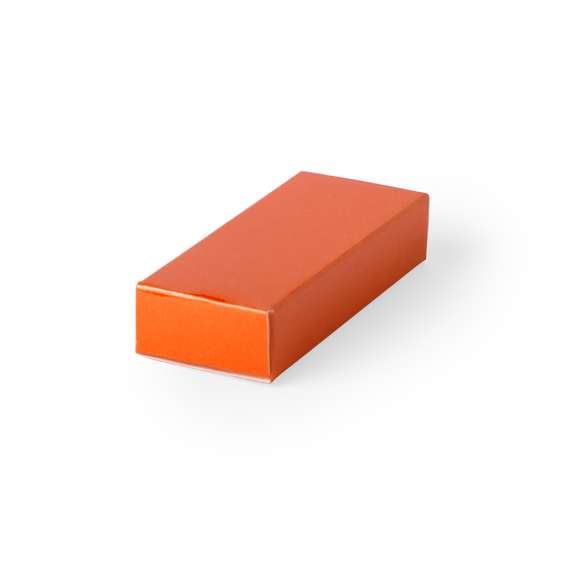 Estuche de presentación para memoria USB en atrevidos colores y acabado en cartón brillante.